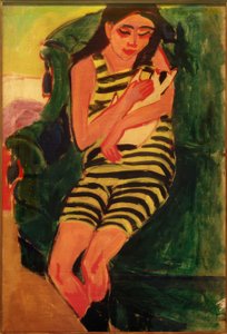 Fränzi con gatto da Ernst Ludwig Kirchner