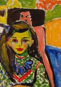 Fränzi davanti a una sedia intagliata. 1910 da Ernst Ludwig Kirchner
