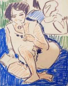 Dodo accovacciata con libro da Ernst Ludwig Kirchner