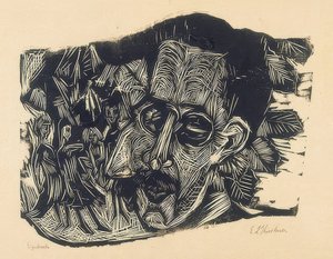Testa del Dr. Ludwig Binswanger e bambine. 1917/18 da Ernst Ludwig Kirchner