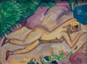Ragazza sdraiata sulla spiaggia da Ernst Ludwig Kirchner