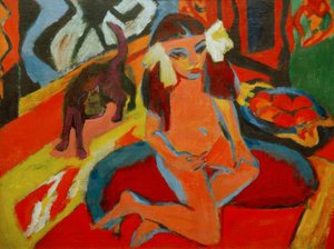 Ragazza con gatto, Fränzi da Ernst Ludwig Kirchner