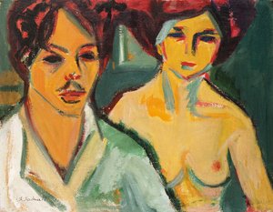 Autoritratto con modella, 1905 da Ernst Ludwig Kirchner