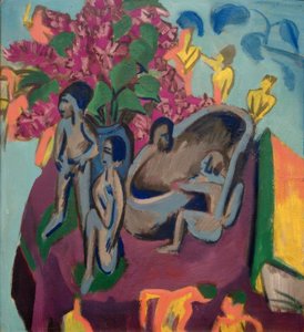 Natura morta con sculture e fiori da Ernst Ludwig Kirchner