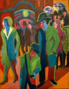 Strada con passanti illuminata di notte da Ernst Ludwig Kirchner