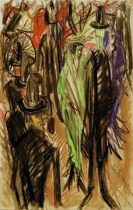 Scena di strada con dama in verde da Ernst Ludwig Kirchner