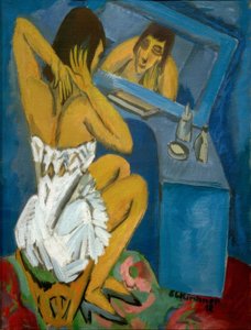 Toilette; Donna davanti allo specchio da Ernst Ludwig Kirchner
