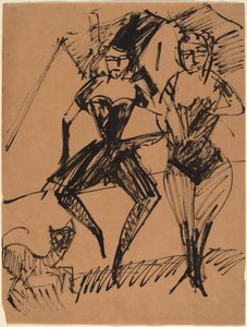 Due ballerini con un gatto da Ernst Ludwig Kirchner