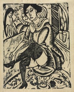 Donna che si mette le scarpe da Ernst Ludwig Kirchner