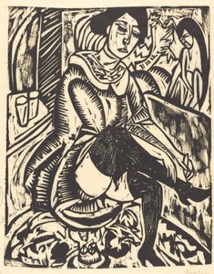 Donna che si allaccia la scarpa da Ernst Ludwig Kirchner