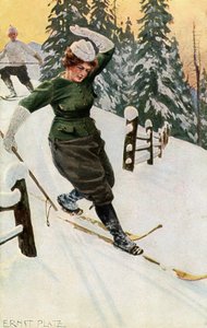 Donna che scia, fine XIX o inizio XX secolo