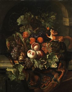 Natura morta con frutta e scoiattolo