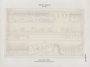 Disegno del dipinto del soffitto nella Sala del Sarcofago, XIX dinastia, Tebe, Biban-el-Muluk, Nuovo Regno, illustrazione da "Monumenti d