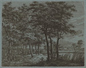 Paesaggio con contadino che trasporta legna da ardere, c. 1800 da Ernst Willem Jan Bagelaar