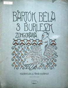 Copertina di uno spartito per tre burlesche per pianoforte di Bela Bartok (1912) da Ervin Voit