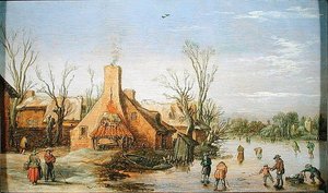Un villaggio in inverno, 1623 da Esaias I van de Velde