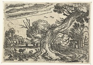 Pastore sotto un albero inclinato (Piccoli paesaggi) da Esaias van de Velde