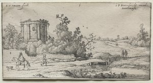 Paesaggi: Paesaggio con Rovine di un Tempio Romano da Esaias van de Velde