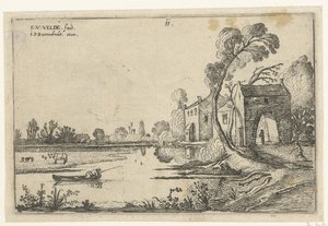 Paesaggio con un fiume e un portale da Esaias van de Velde