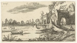 Paesaggio con un fiume e un portale da Esaias van de Velde