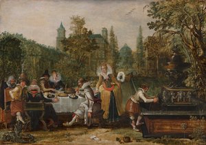 Allegra compagnia in un parco da Esaias van de Velde