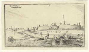 Barche a remi con pescatori davanti a un forte sulla Schelda da Esaias van de Velde
