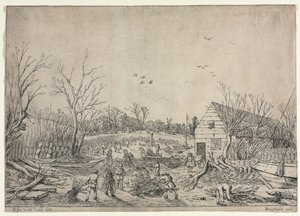 La grande alluvione del 10 gennaio 1624 (o Riparazione della diga rotta sul fiume Lek a Vianen, 1624) da Esaias van de Velde