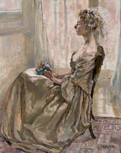 La piccola sposa francese (olio su tavola) da Ethel Gabain