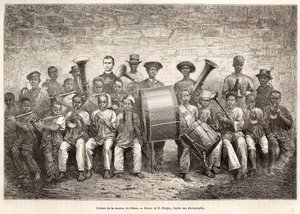 Orchestra dei bambini in Gabon, 1876 da Etienne Antoine Eugene Ronjat