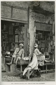 Mercanti di perle a Jaffa (Israele). Incisione di E.Ronjat per illustrare La Siria di oggi, di M.Lortet, decano della Facoltà di Medicina di Lione, incaricato di una missione scientifica dal Ministero dell
