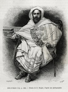 Ritratto di Abd El Kader (1808-1883) emiro e sultano algerino, teologo sufi, politico e militare resistente all