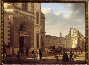 Ingresso del Museo del Louvre e rovine di Saint Louis du Louvre da Etienne Bouhot