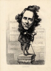 Foglio volante - Illustrazione di Etienne Carjat (1826-1906): Sivori Camille Camillo (1815-1894) da Etienne Carjat