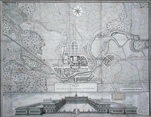 Mappa della città di Rastadt, dei suoi dintorni e del castello da Etienne Claude Voysard