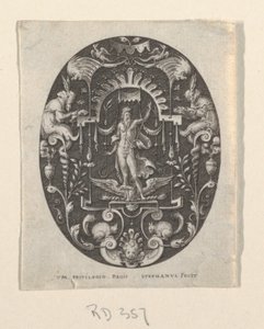Giove, da Grotesques à fond noir, Divinités et Allégories da Etienne Delaune