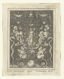 Venere con Amore tra quattro cuori ardenti da Etienne Delaune