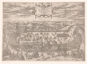 Festa Papale al Testaccio a Roma nel 1534 da Etienne Duperac