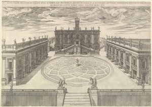 Speculum Romanae Magnificentiae: Vista del Campidoglio Romano da Etienne Duperac