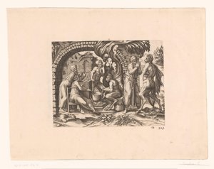 Favola del satiro e del contadino che soffia nella sua zuppa e nelle sue mani da Etienne Dupérac (attributed to)
