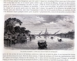 Veduta generale di Bangkok. Disegno di E. Bocourt. da Etienne Gabriel Bocourt