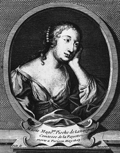 Medaglione ritratto di Marie-Madeleine Pioche de La Vergne, contessa di La Fayette, incisione di Etienne Jehandier Desrochers da Etienne Jehandier Desrochers