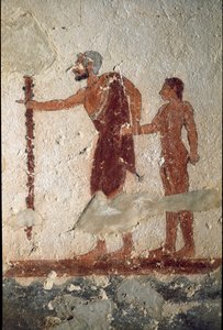 Un vecchio accompagnato da un giovane (dettaglio) da Etruscan