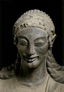 ARTE ETRUSCA: Apollo (particolare). 510-490 a.C. circa. Da Veio, santuario di..., 510-490 ca. a.C. (terracotta) da Etruscan