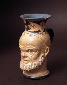 Civiltà etrusca, vaso con volto di Sileno