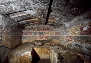 Civiltà etrusca: interno della tomba François nella necropoli di Ponte Rotto, IV secolo a.C. Vulci, Italia