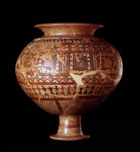 Civiltà etrusca: vaso olla dalla tomba 3, necropoli di Buccacce a Bisenzio - VII secolo a.C. da Etruscan
