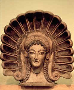 Elemento decorativo nel tempio etrusco di Veio, VI secolo a.C. (ceramica policroma)