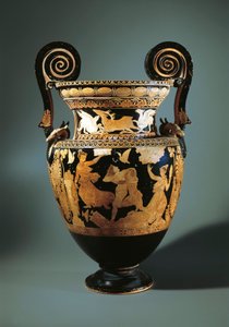 Italia, Lazio, Civita Castellana, Cratere a volute a figure rosse raffigurante Peleo che rapisce Teti, dipinto dal Pittore di Aurora, 360/340 a.C. da Etruscan