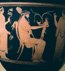 Cratere (grande vaso) del Pittore di Altamura (dettaglio) che mostra Dioniso da Etruscan