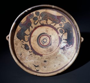 Piatto in terracotta rappresentante animali, 600-590 a.C. da Etruscan